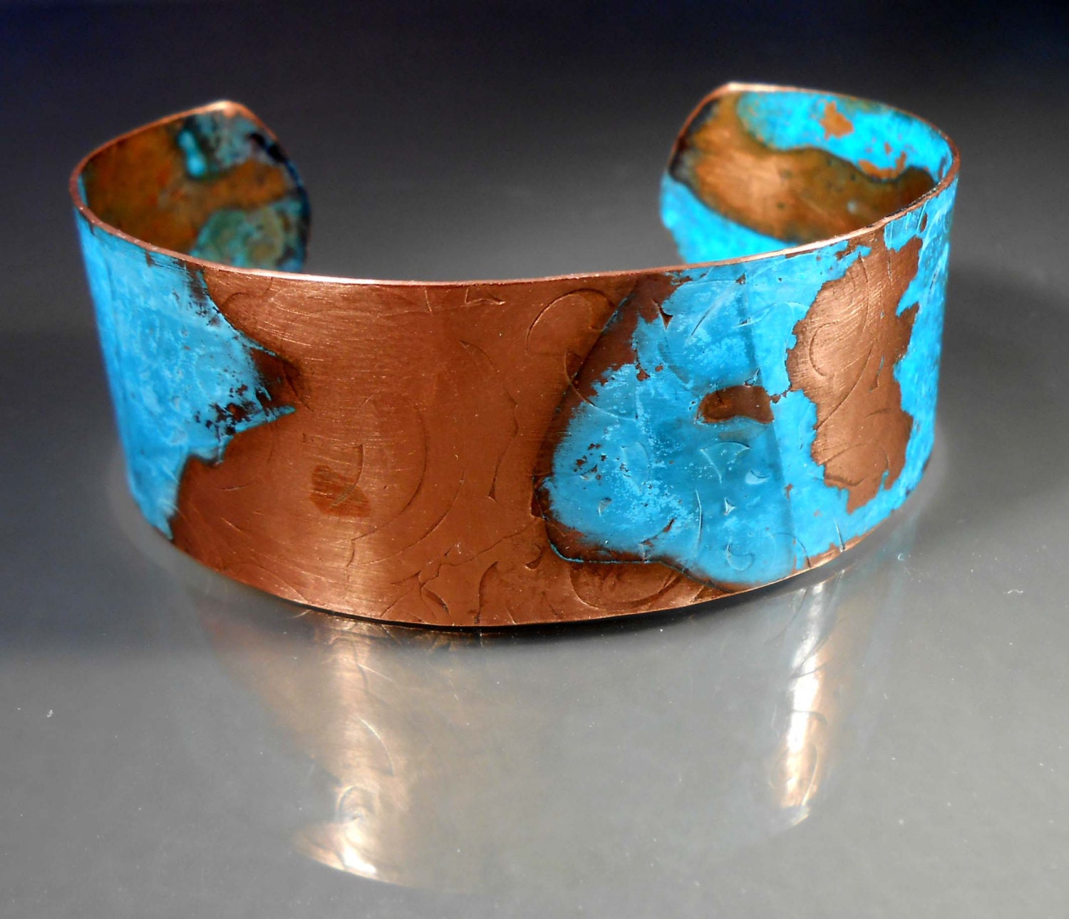 READY to SHIP Handmade Embossed Copper Cuff Bracelet CB463