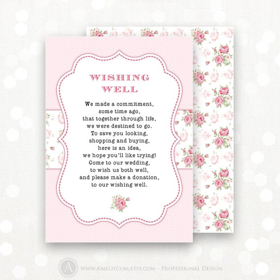 wishing shower baby well Items Printable Well Wedding Wishing similar Card Pink to