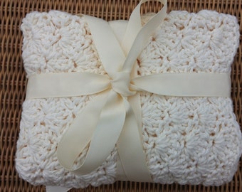 Ivory Crochet Cotton Baby/Stroller Blanket