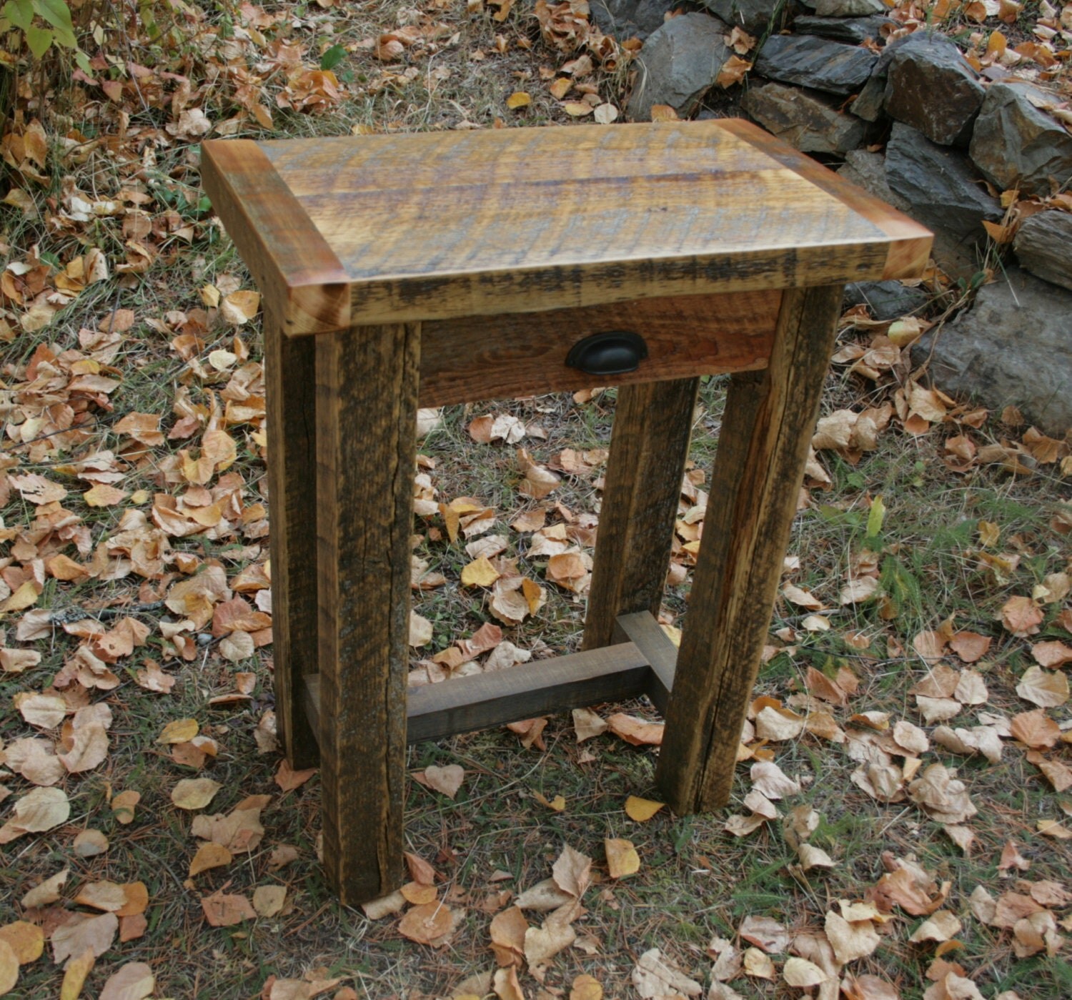 Reclaimed Barnwood Endtable Sidetable by EchoPeakDesign on Etsy