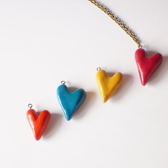 Valentines Day Gift Idea - Necklace with Heart Charm - Variety of colours