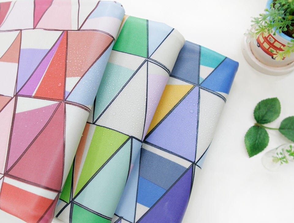 Laminated Cotton Fabric Stained Glass Red Blue or Green