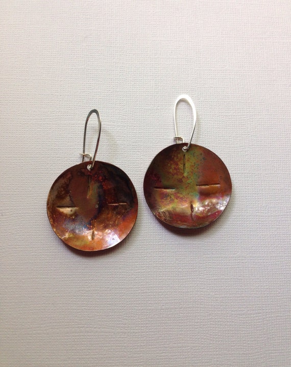 Copper Earring Disc's heat treated and Sterling by michelerannells