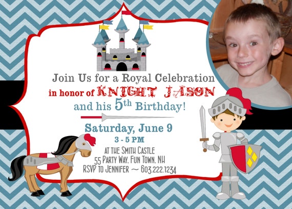 Knight Birthday Invitation Knight Party Knight Invitations