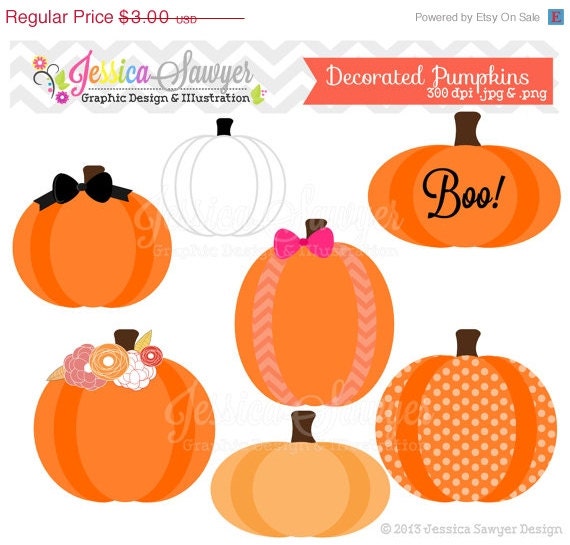 50% OFF - INSTANT DOWNLOAD, decorated pumpkin clipart, patterened pumpkins, for commercial use, personal use, invitations, scrapbooking, pri Il_570xn