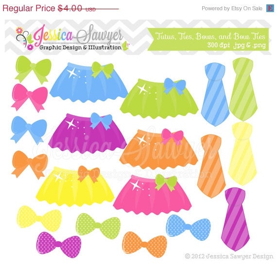 50% OFF - INSTANT DOWNLOAD, tutu clipart, tie clip art, bow graphic, bow tie image, for scrapooking, invitations, commercial use Il_570xn