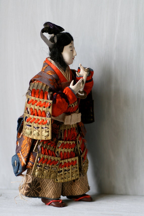 Japanese Samurai Doll Warrior Figure Collectible Doll Silk