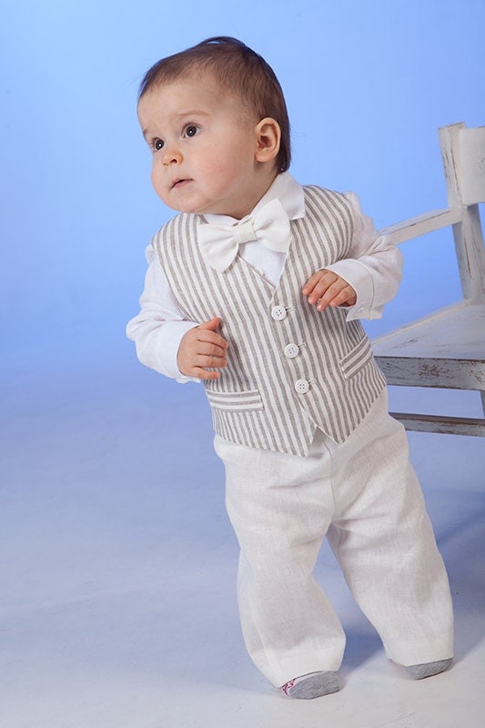 Baby boy linen suit Ring bearer outfits Baptism formal outfits