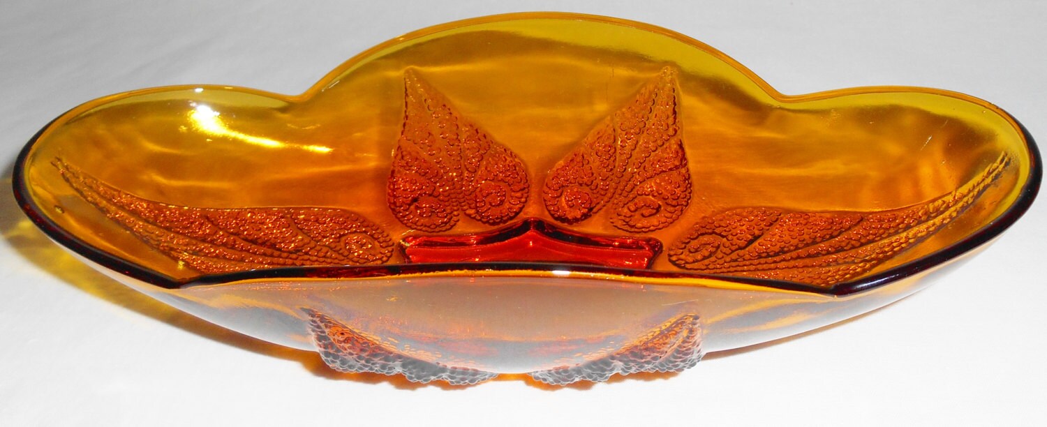Vintage Amber Glass Serving Bowl Vintage Amber Glass Amber