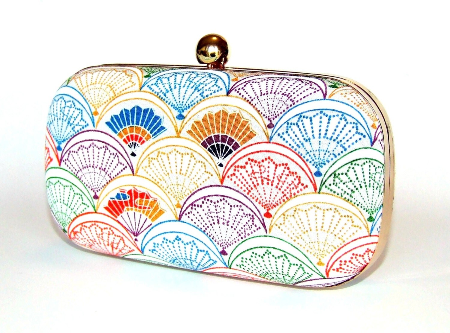 Box Clutch Minaudière Clamshell Purse Vintage Kimono by FABbyCAB