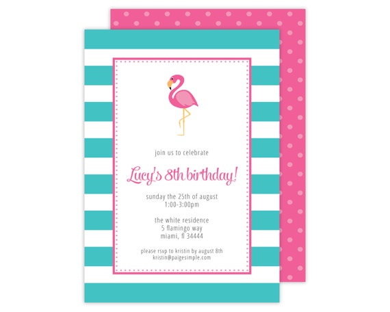 Pink Flamingo Party Invitation or Shower Invitation (Flamingo Party, Flamingo Invitation, Pool Party Invitation, Pool Party) Il_570xn