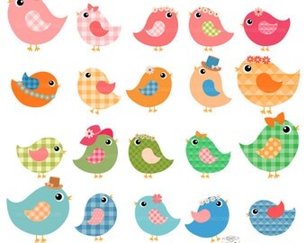 Summer birds clip art  for Personal and Commercial use - INSTANT DOWNLOAD