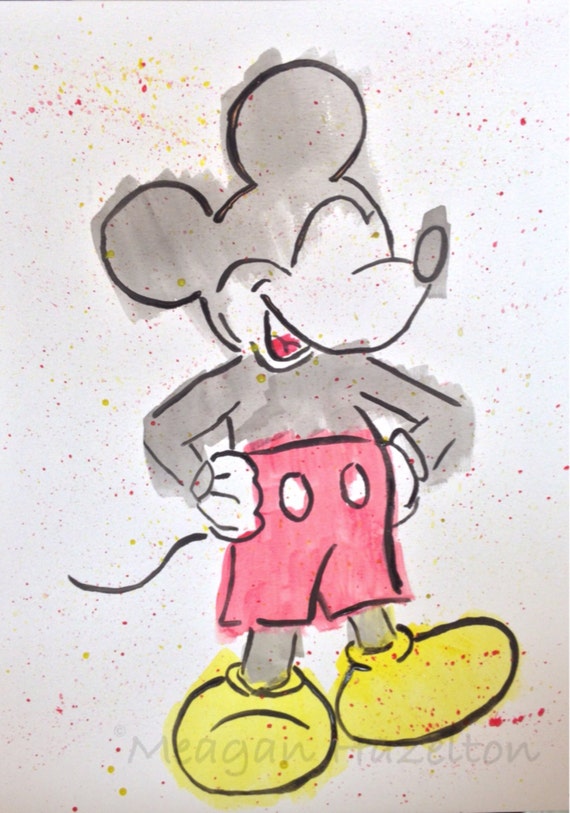 Items similar to Mickey Mouse in watercolor painting on Etsy