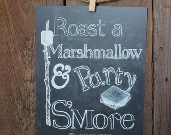 S'More Chalkboard 8x10 Digital Download Print - S'More Bar - Fall Chalkboard Art Print
