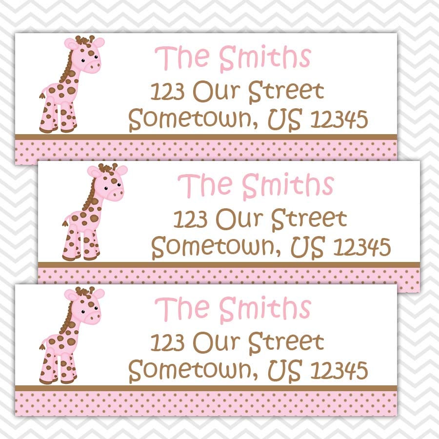 Baby Giraffe Pink Personalized Address labels Stickers