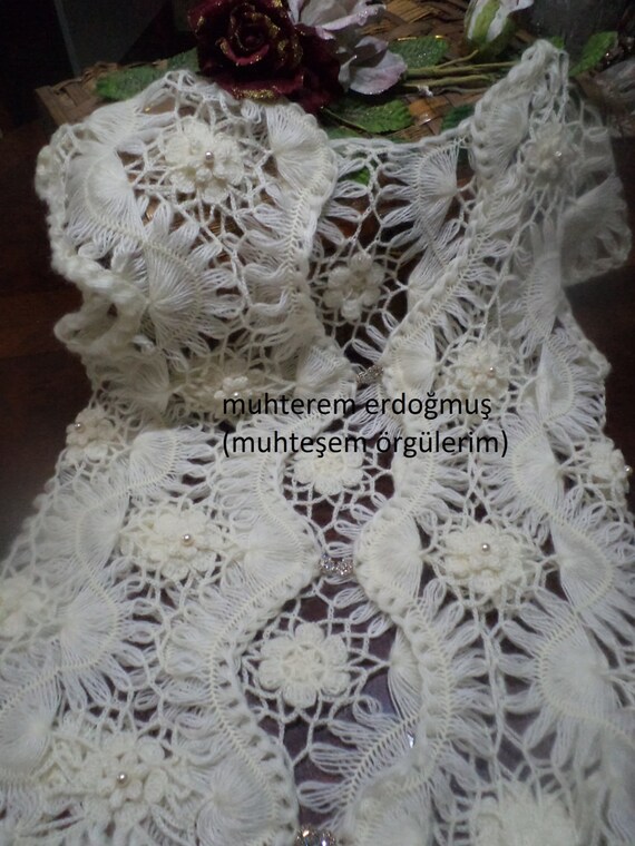 firkete ��� yapımı TIG ISI Yelek ---- bayanlar için Fantazi Yelek ----- ���� Rengi firkete Dantel Yelek