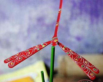 100 Bamboo dragonflies - Handcrafted Self Balancing Dragonfly size 3", 4" & 5" - wooden toy for party