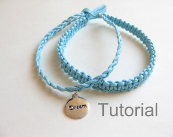 Débutants nouée bracelet macramé modèle pdf tutoriel deux dans un bleu comment à bijoux argent instructions charm Noël cadeau tuto diy