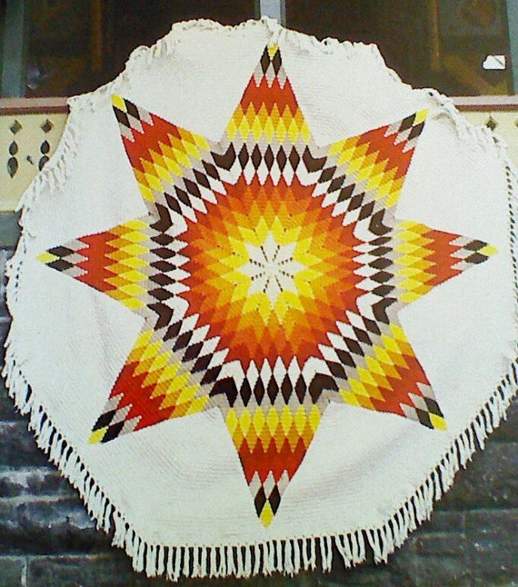 Two 2 Vintage Crocheted Texas Lone Star Afghan by MAMASPATTERNS