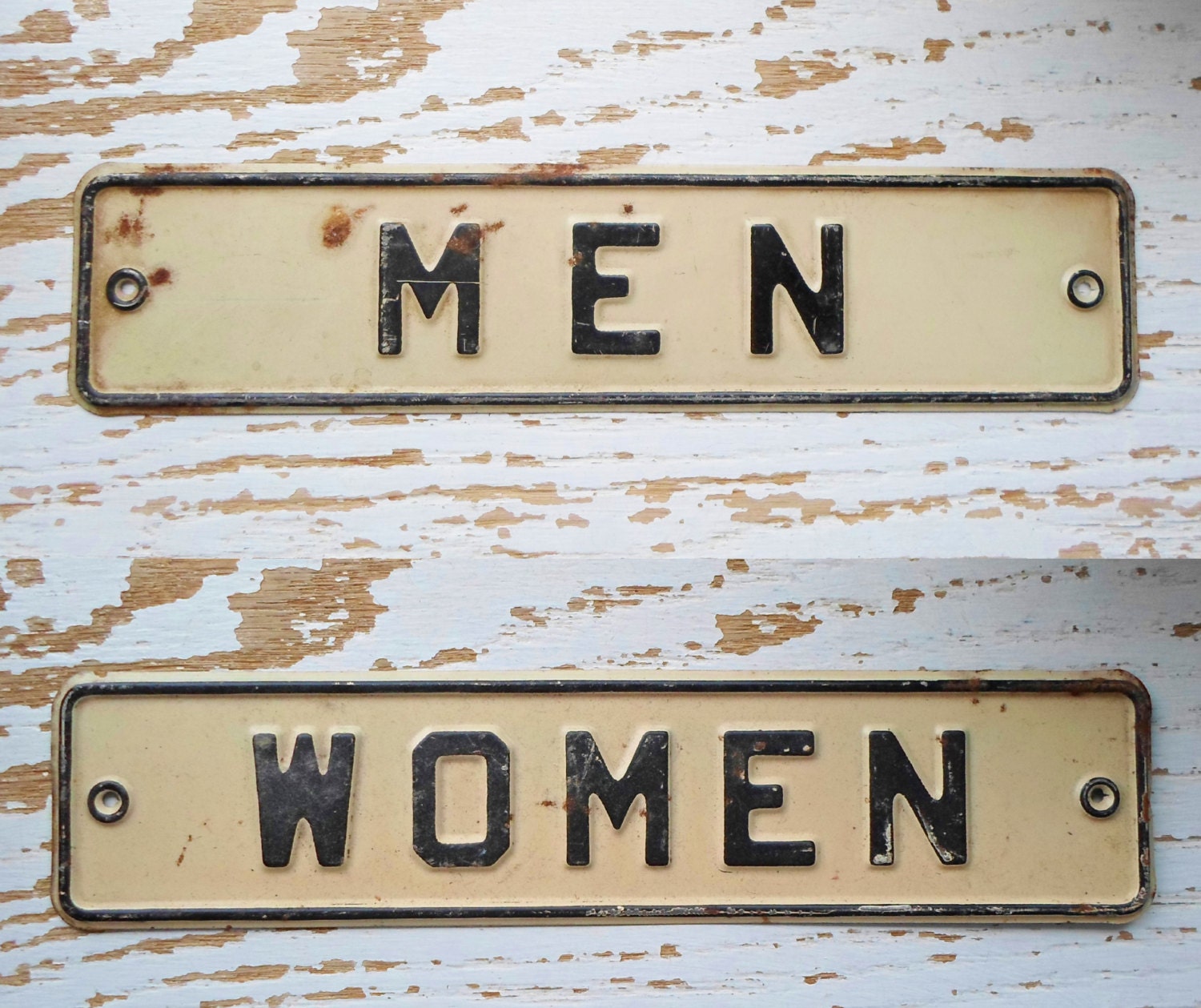 1960's MEN WOMEN Restroom Door Plaques Sign by ...