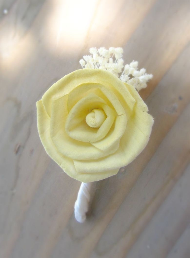 Mens Boutonniere Custom Made Wedding Floral with Sola Flowers