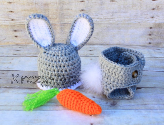 Crochet Bunny hat diaper cover.Made to order.