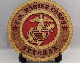 Mini Laser cut US Marine Corps Veteran desk plaque. A great gift for a USMC veteran for the holidays.