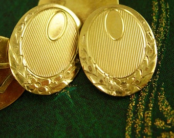 Antique Victorian Cufflinks Signet Monogrammable gold filled Men's Jewelry Signed PS CO engraved