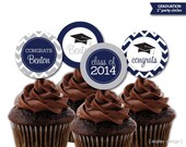 Printable Personalized Graduation Party Cupcake Toppers 2 Inch Party Circles Class of 2014 DIY Choose Your Colors Chevron Digital PDF Il_170x135