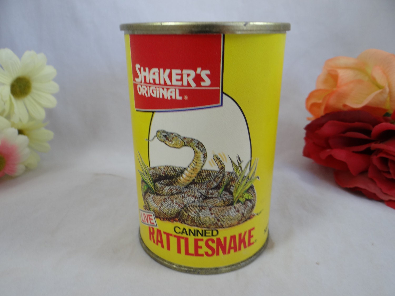 Vintage Shakers Original Live Canned Rattlesnake Can Gag