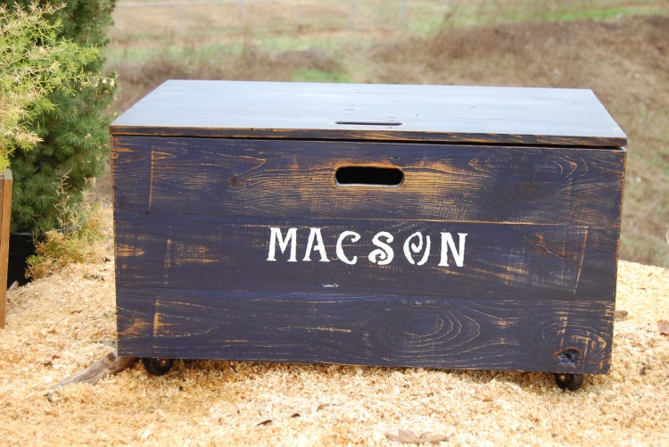 distressed wood toy chest