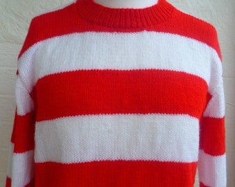 Red white sweater | Etsy