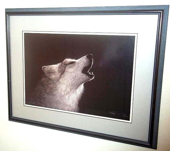 SALE Matted & Framed Wolf Print by Cherokee Artist Donald