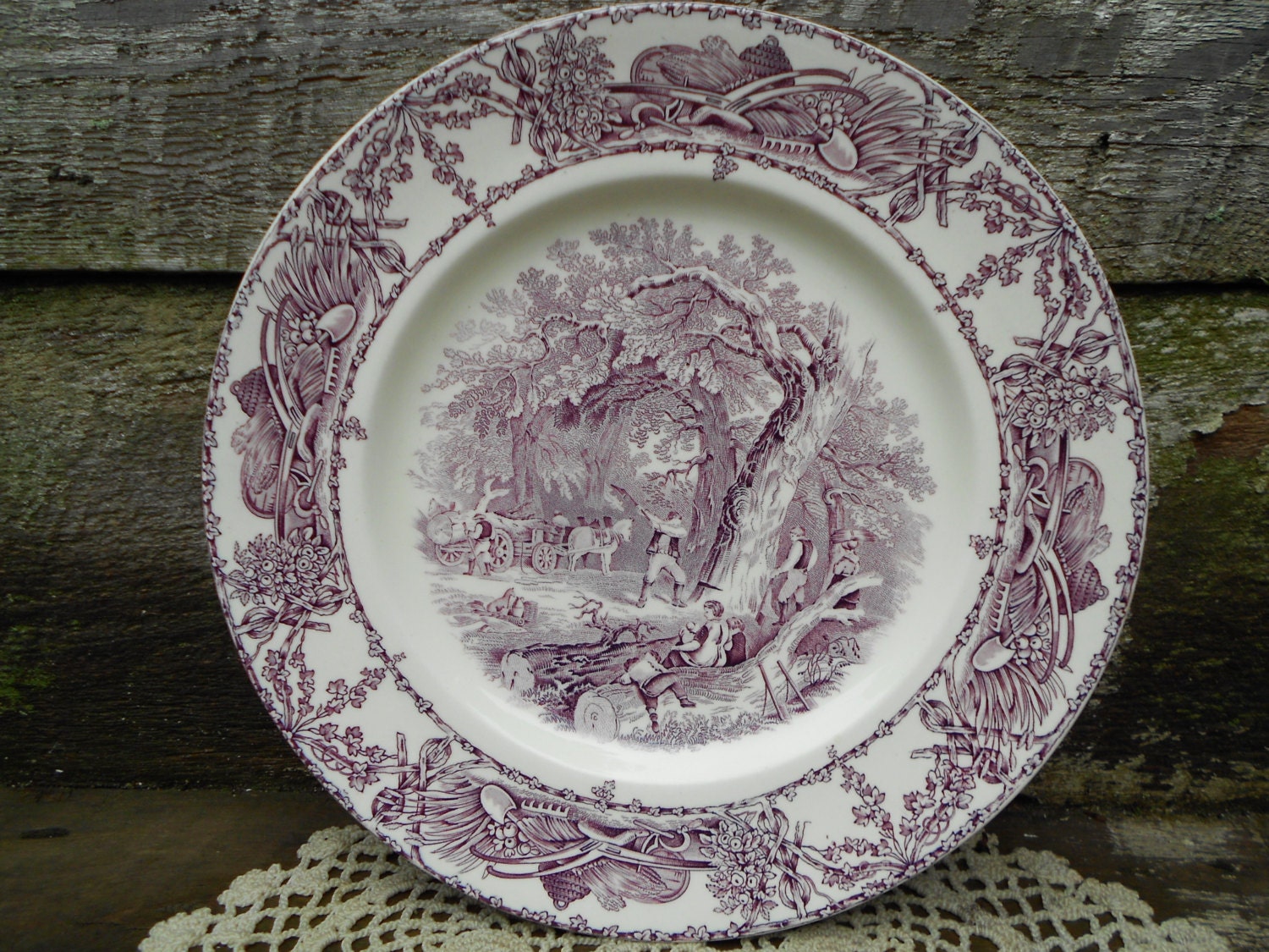 Vintage Purple Transferware Plate Aj Wilkinson 10 1187