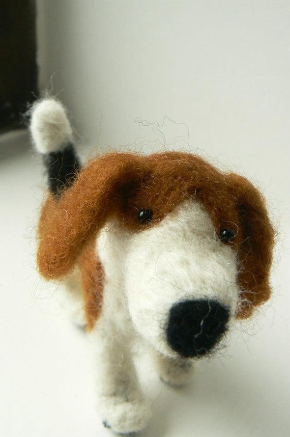 Needle felted Beagle dog miniature wool