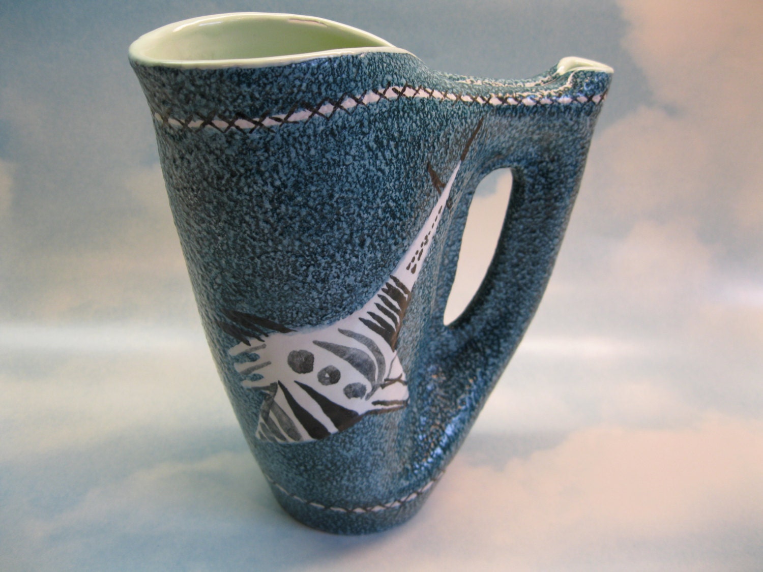 Mid Century Modern Italian Pottery Pitcher Designed by Ed