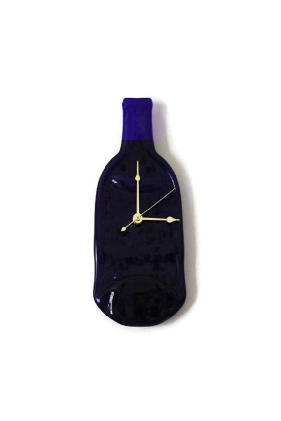 Blue Wine Bottle Melted Wine Bottle Wall Clock Art Deco
