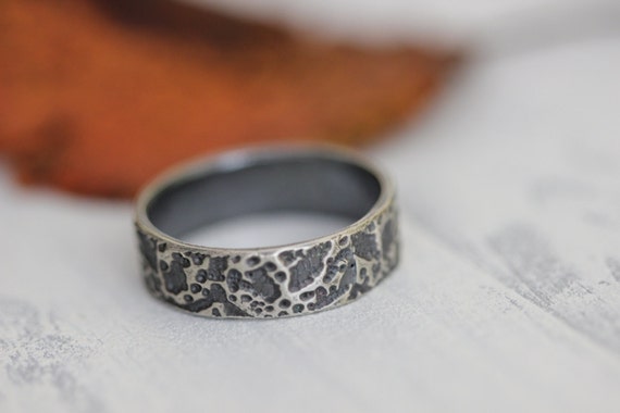 Sterling Silver Embossed Wide Band Ring, Spanish Lace, Antique Lace ...