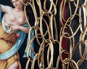 LG Oval Chain, Fancy Brass Chain, Polished Brass Chain - 18"