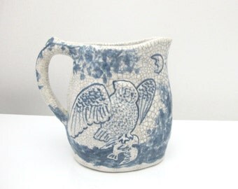 Dedham Pottery 1826-1928 Morning Bi rd and Night Owl Pitcher 