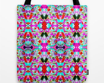 Boho Tote Bag, Canvas Tote Bag, Women's Tote, 16 x 16 inch, Summer Tote Bag,