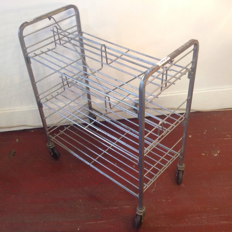 Vintage Old School Library Cart On Wheels 3 by ModOnMain on Etsy