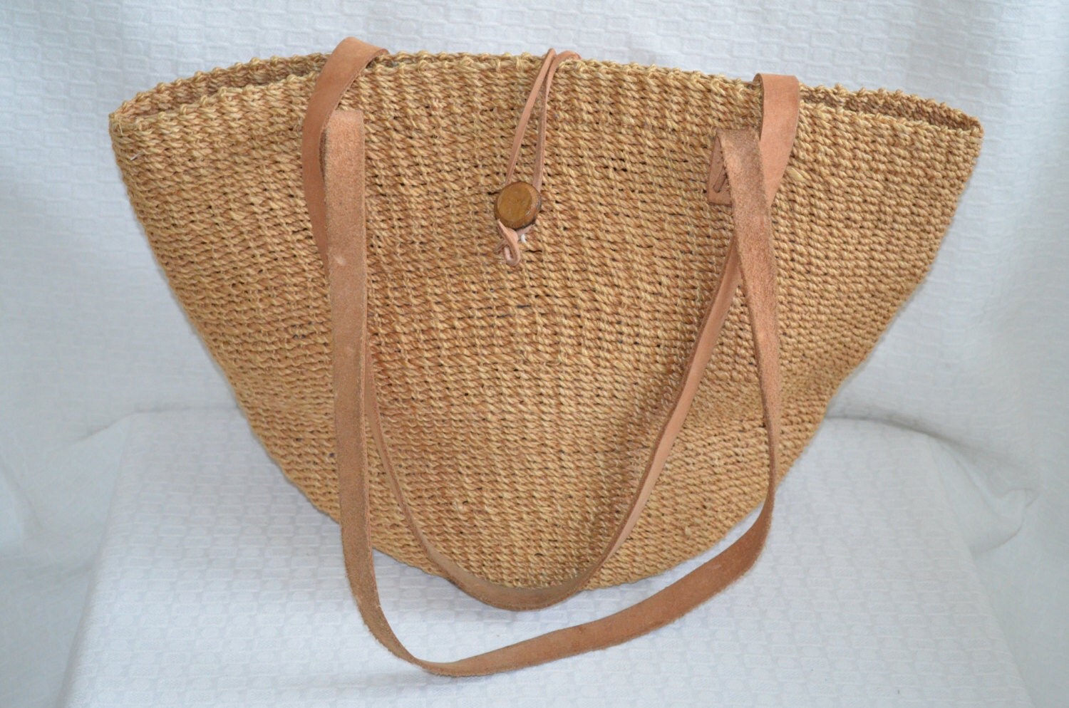 Sisal Market Bag with Leather Handles
