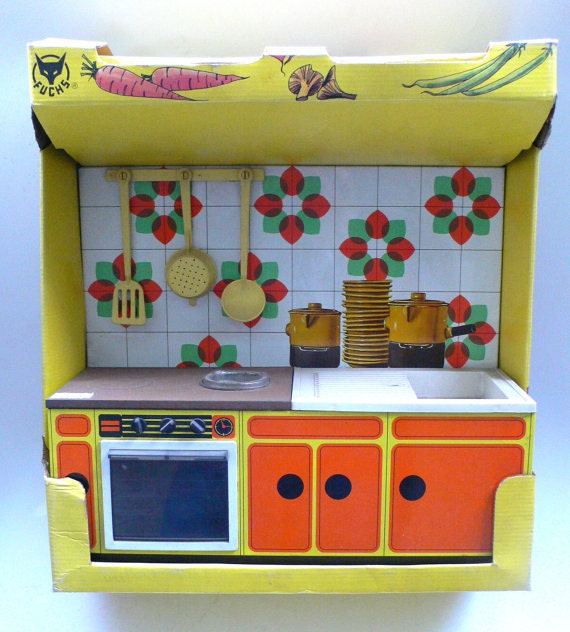 Items similar to Vintage toy  kitchen  set  with accessories 