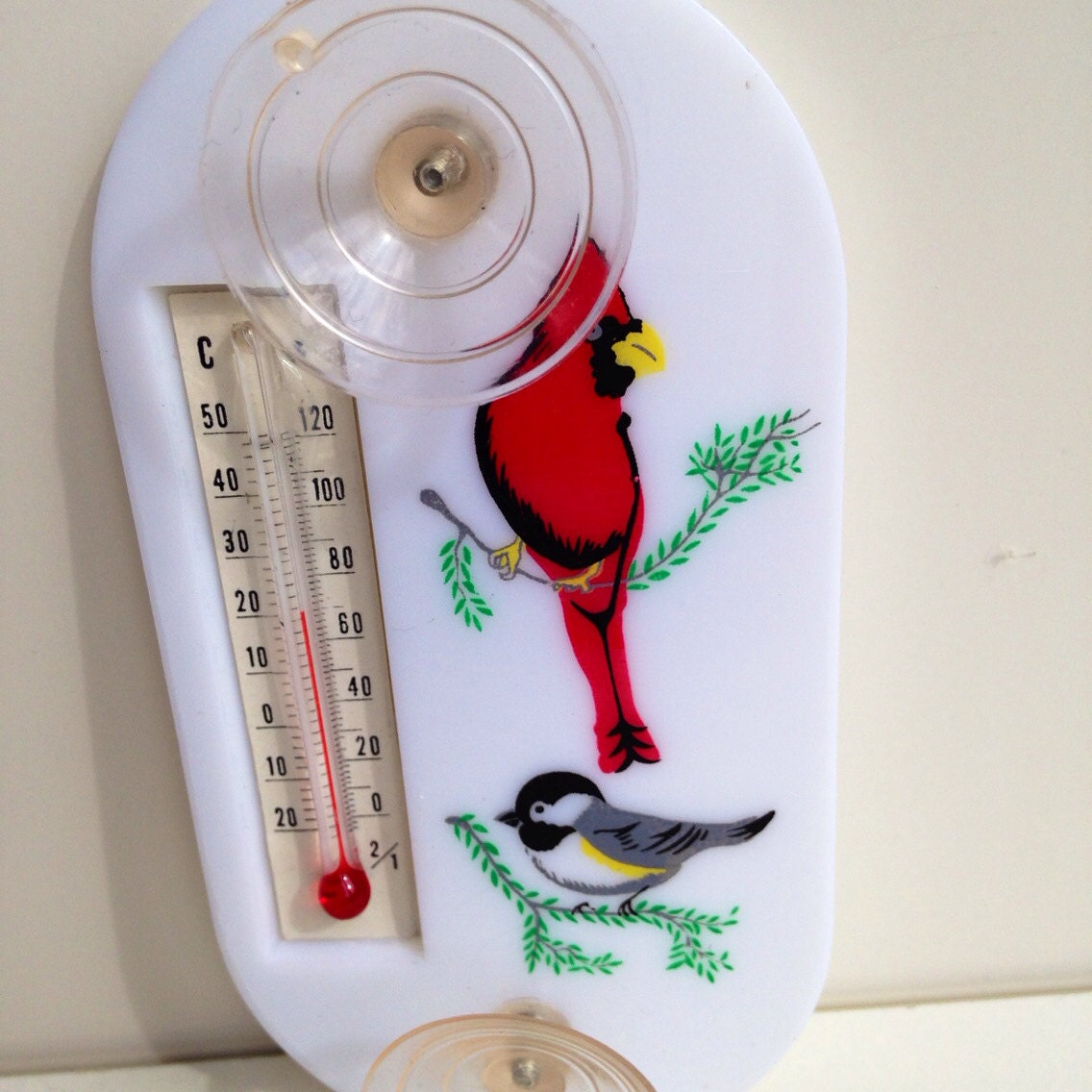 Red cardinal bird thermometer by snugsnuggery on Etsy