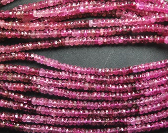 14 Inch Strand,Super-FINEST-Shaded Pink Tourmaline Faceted Rondelles 2.5-3mm Size