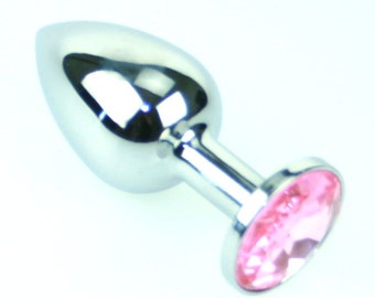 Intermediate Heavy Solid Steel Jewel Butt Plug (Medium Size) BDSM Play, MATURE, Intermediate Plug Butt Jewelry Anal Plug