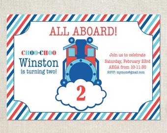 Train thomas the train choo-choo birthday party invitations