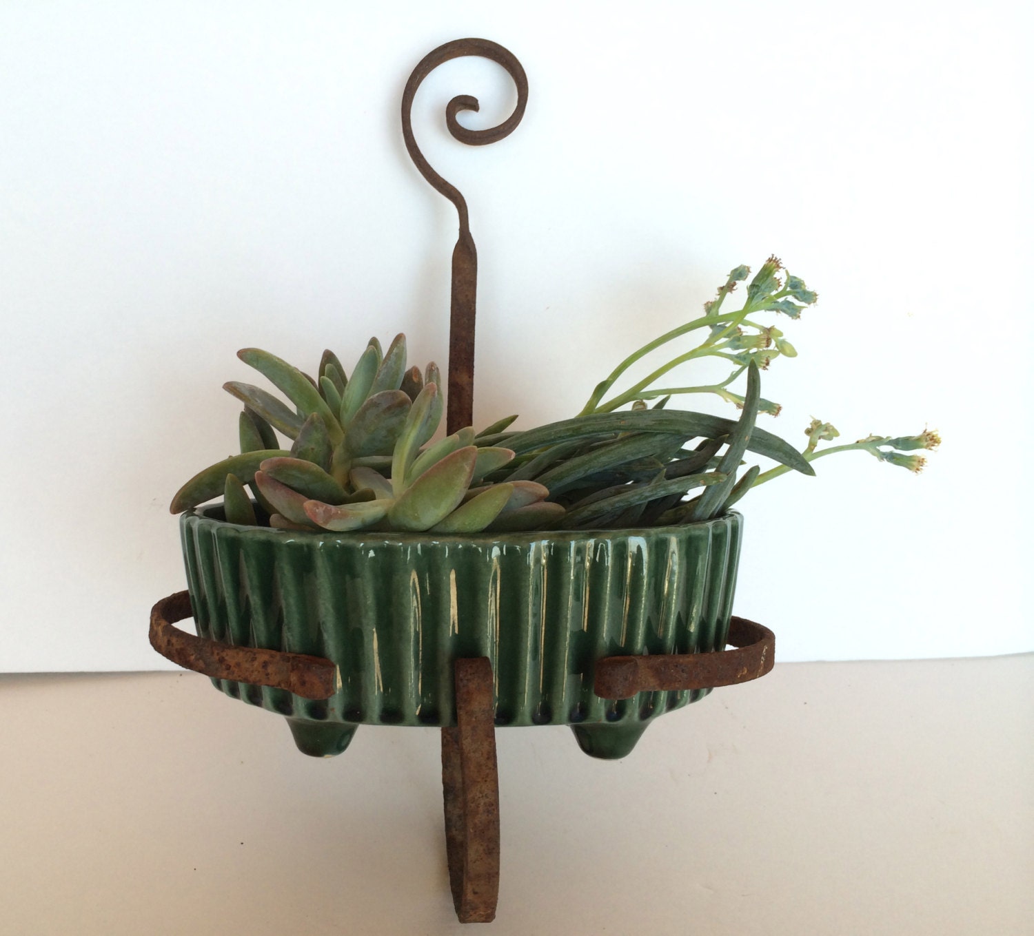 SET 2 Metal Hanging Baskets Iron Plant Hangers Country Garden