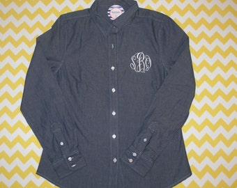 monogrammed chambray shirt